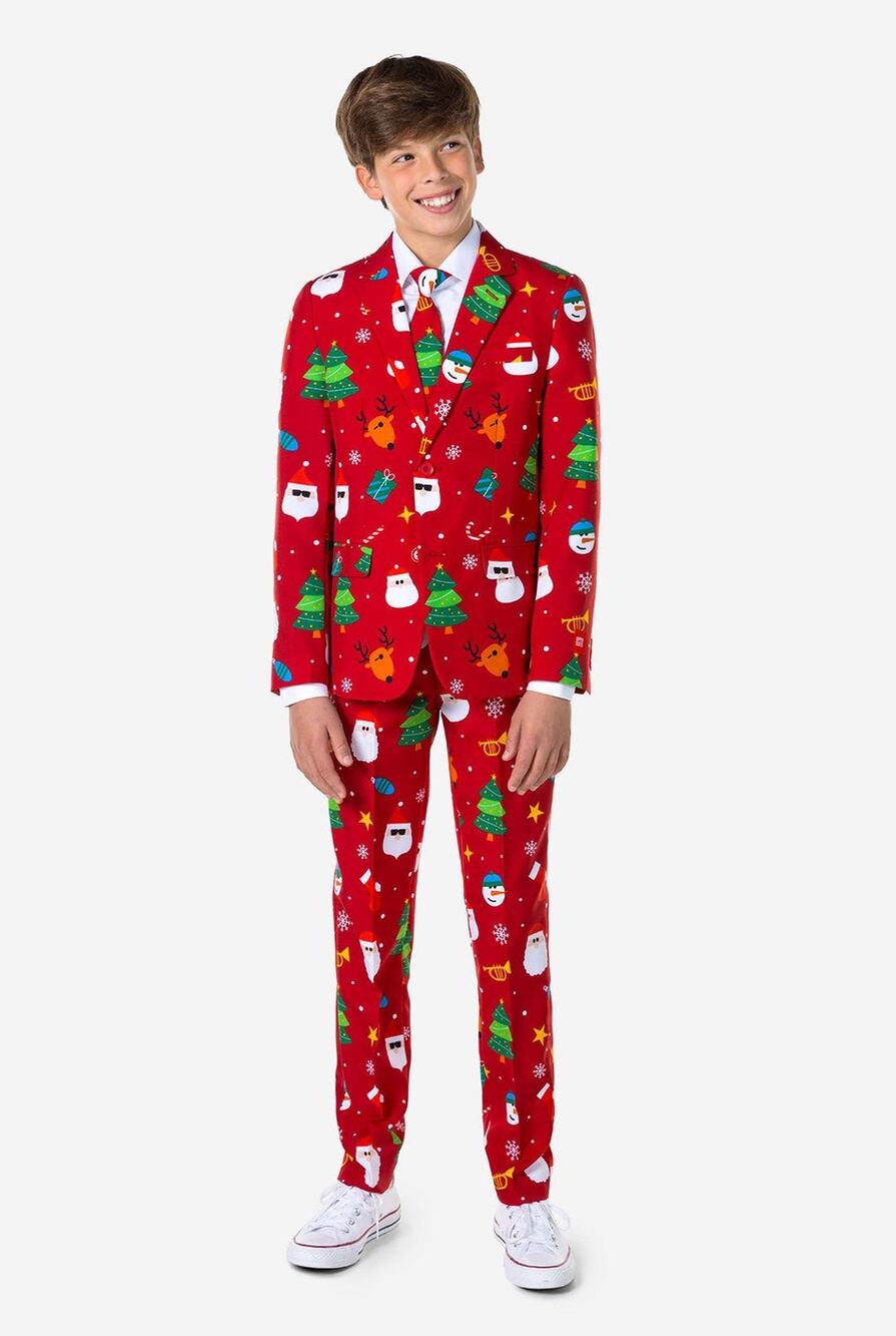 OppoSuits Teen Boys Festivity Red Christmas Suit 12Y
